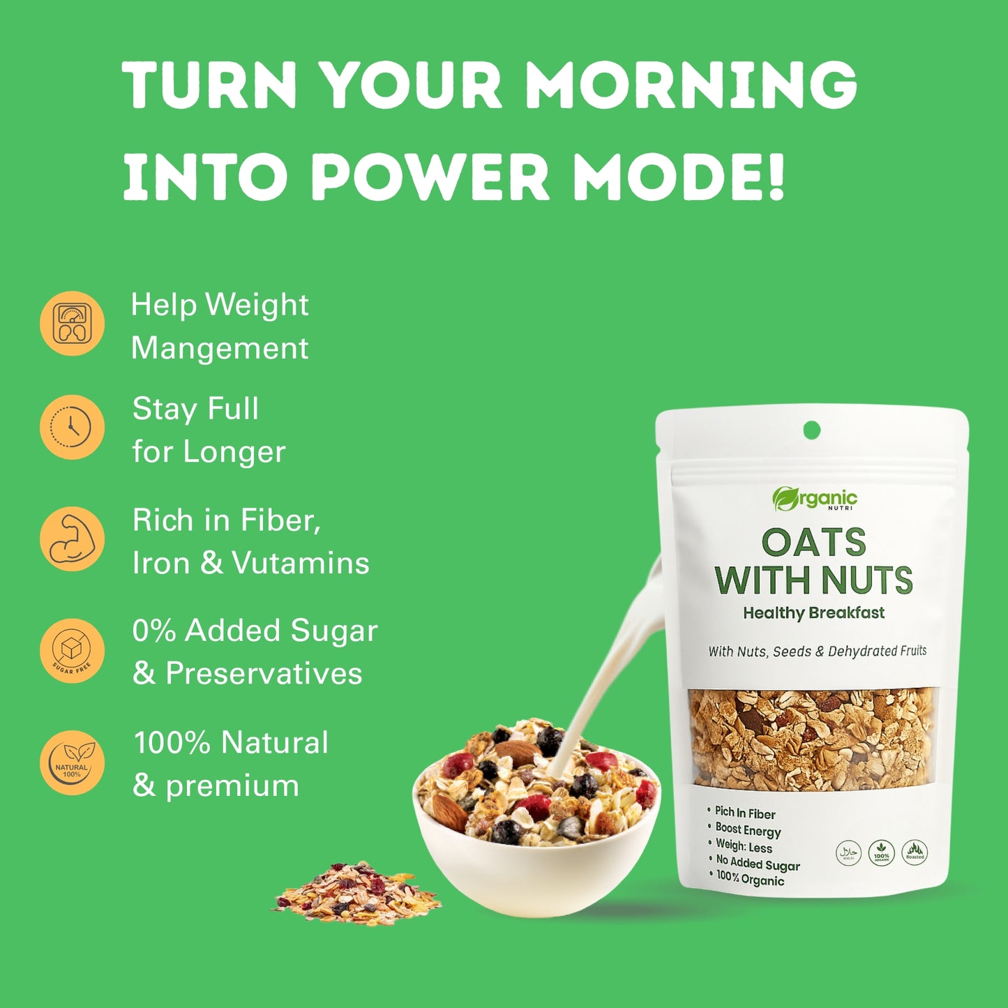 Oats with Nuts Healthy Breakfast